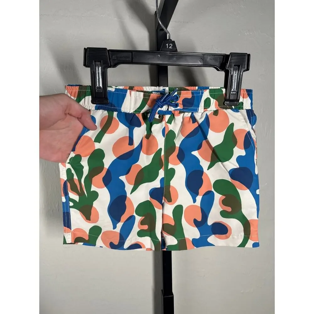Stella McCartney Swim Short Kids Boys 4 Green Blue Seaweed Print Boxer Surf